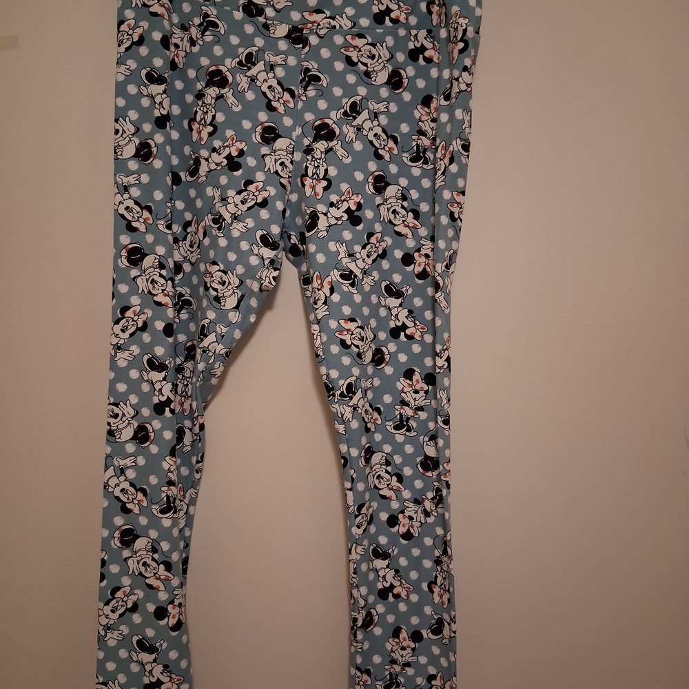 Lularoe Disney Minnie Mouse Leggings in Blue and Black. Tall & Curvy.